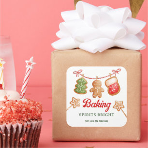 Backgummi Brillen Weihnachten Leckerei Geschenk Quadratischer Aufkleber