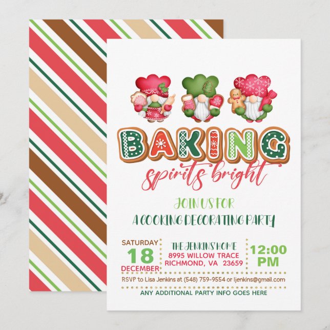 Backgummis Brillant mit Gnomen Einladung - WH (Vorne/Hinten)