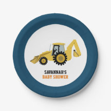 Backhoe Babydusche Papierplatte