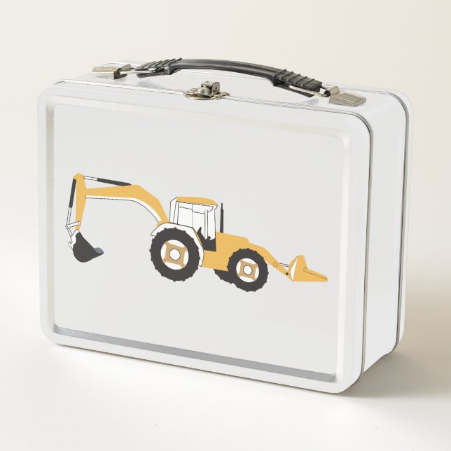 Backhoe-Bauwagen Metall Brotdose (Vorderseite)