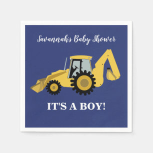 Backhoe Construction Boy Baby Shower Napkins Serviette