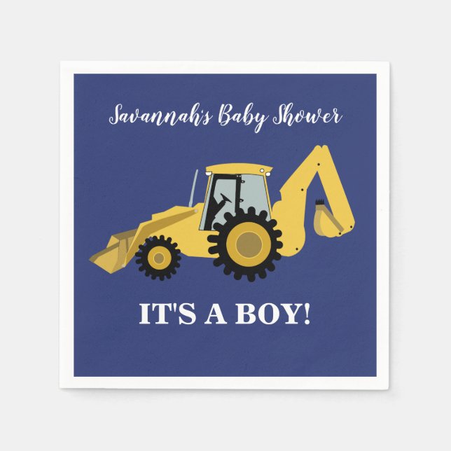 Backhoe Construction Boy Baby Shower Napkins Serviette (Vorderseite)