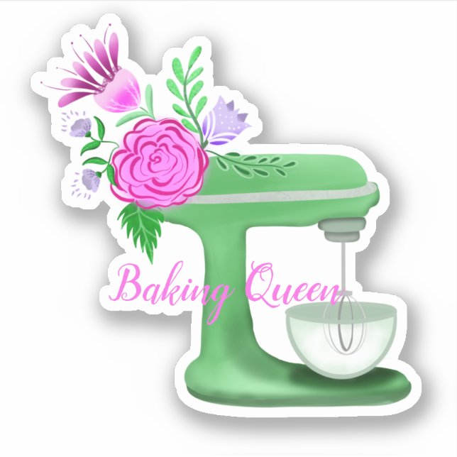 Backkönigin mit Blumenmischmaschine Aufkleber (Vorderseite)