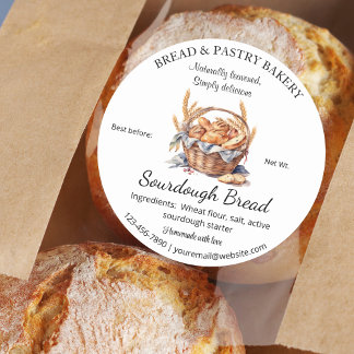 Backkörbe für Brot und Weizenzutaten Runder Aufkleber