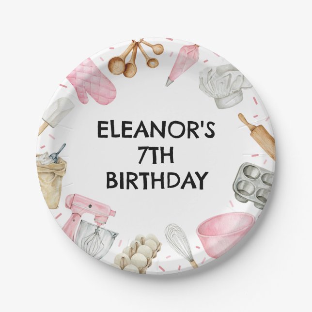 Backkuchen zum Geburtstag dekorieren Pappteller (Vorderseite)