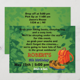 BackPack & Boots Camping Party Geburtstagseinladun Einladung