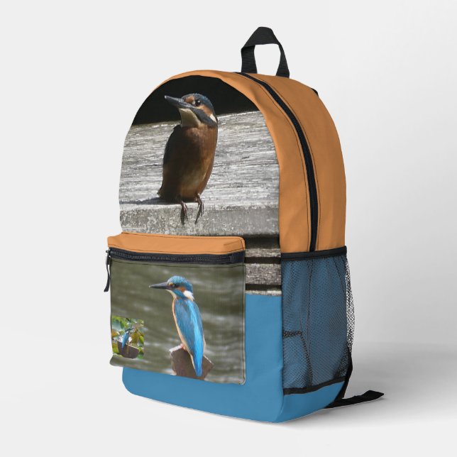 Backpack für niedliche Kingfischarten Bedruckter Rucksack (Rückseitige Ecke Rechts)