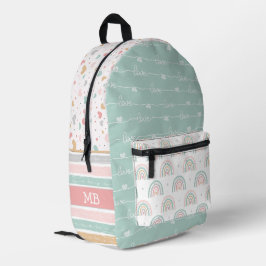 Backpack für Patchwork Hearts Rainbow Girls Bedruckter Rucksack