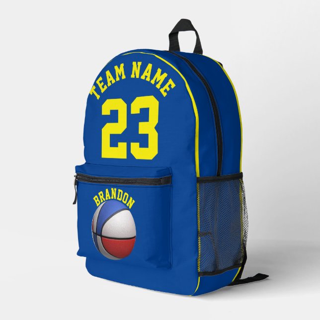 Backpack Kinder Basketballknaben blau Bedruckter Rucksack (Rückseitige Ecke Rechts)