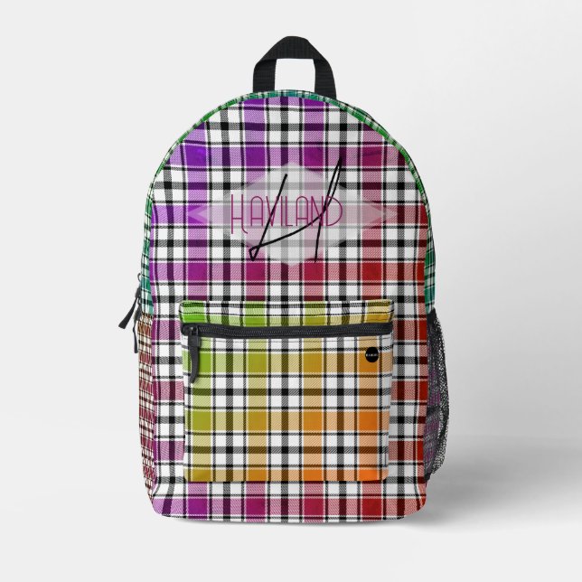 Backpack mit Crazy Color Plaid HAMbWG Bedruckter Rucksack (Vorderseite)