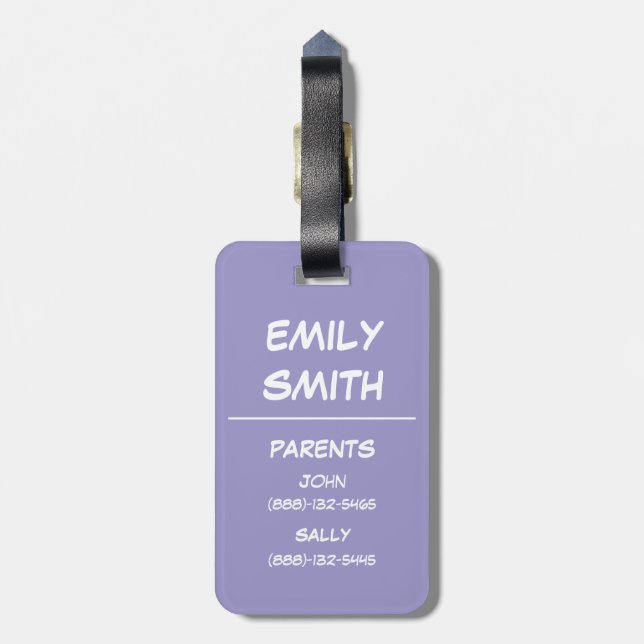 Backpack Tag mit Notfallkontakten Gepäckanhänger (Rückseite vertikal)