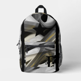 Backpack Trend Abstrakt Art Schwarz-weiß Gold Bedruckter Rucksack