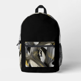 Backpack Trend Abstrakt Art Schwarz-weiß Gold Bedruckter Rucksack