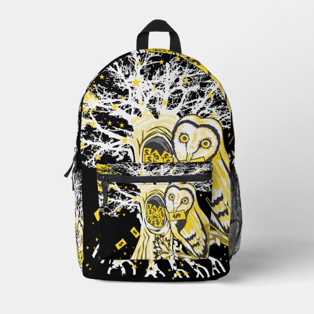 Backpack – Urban Tree Owl & Wealth Surreal Pop-Art Bedruckter Rucksack (Vorderseite)
