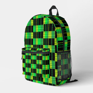 Backpack With Green and Black Plaid Pattern Bedruckter Rucksack