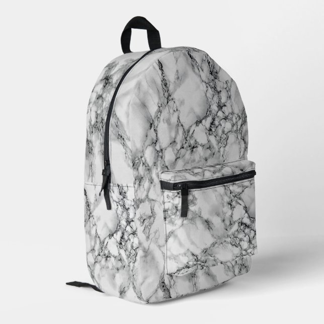Backpack zum Design von weißem Marmor Bedruckter Rucksack (Rückseitige Ecke links)