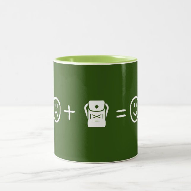 Backpacken macht Sie glücklich Zweifarbige Tasse (Mittel)