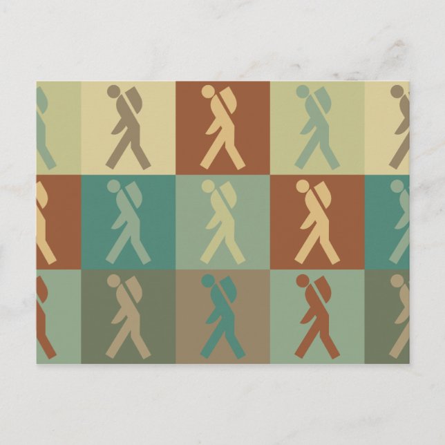 Backpacking Pop Art Postkarte (Vorderseite)