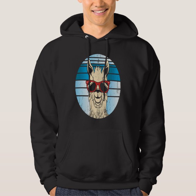 Backprint alpaca or llama in retro look with sungl hoodie (Vorderseite)