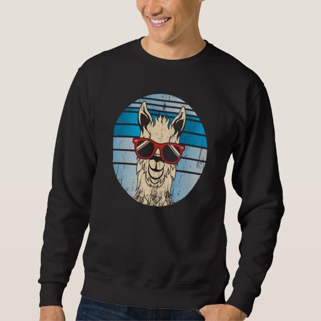Backprint alpaca or llama in retro look with sungl sweatshirt (Vorderseite)