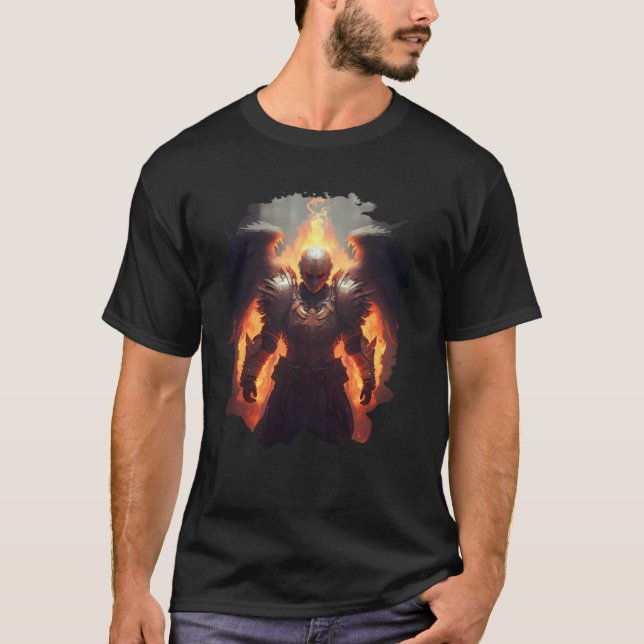 Backprint Angel of Fire with Flames of Hell T-Shirt (Vorderseite)