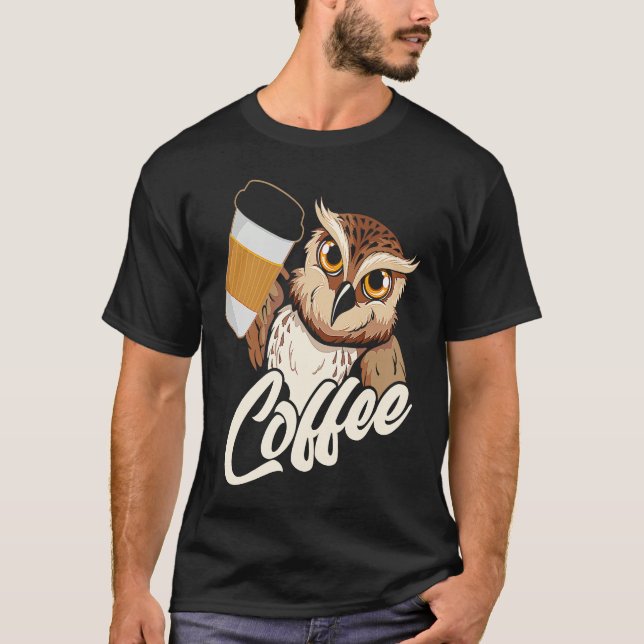 Backprint Coffee Owl T-Shirt (Vorderseite)