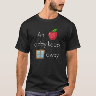 Backprint Ein Apfel am Tag behalte Fenster weg PC T-Shirt