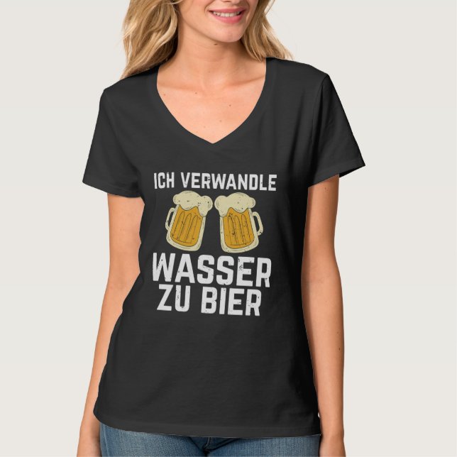 Backprint I turn water into beer Bierbrauer Slogan T-Shirt (Vorderseite)