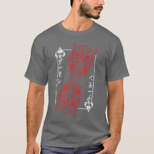 Backprint Japanisch Oni Mask Demon Mask Bushido Sa T-Shirt