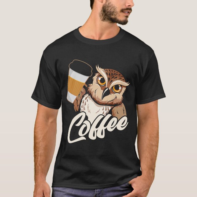 Backprint Kaffee Owl T-Shirt (Vorderseite)