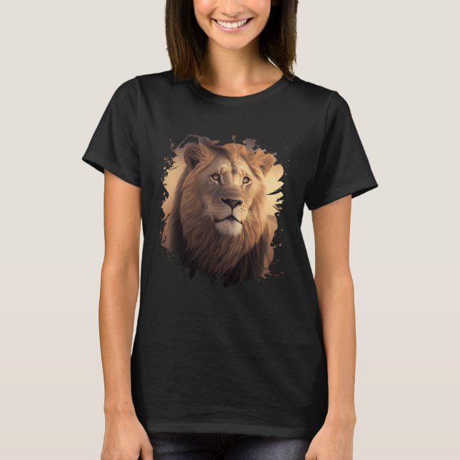 Backprint Majestic lion in the African savanna T-Shirt (Vorderseite)