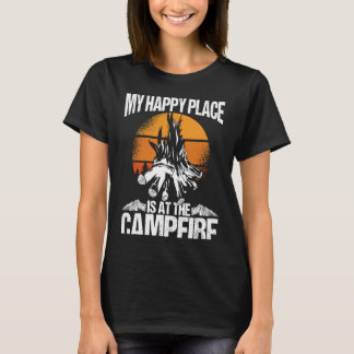Backprint Mein glücklicher Ort ist ein Campfire-Ca T-Shirt