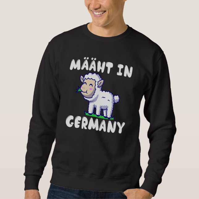 Backprint Mows in Germany lawn mower sheep saying Sweatshirt (Vorderseite)