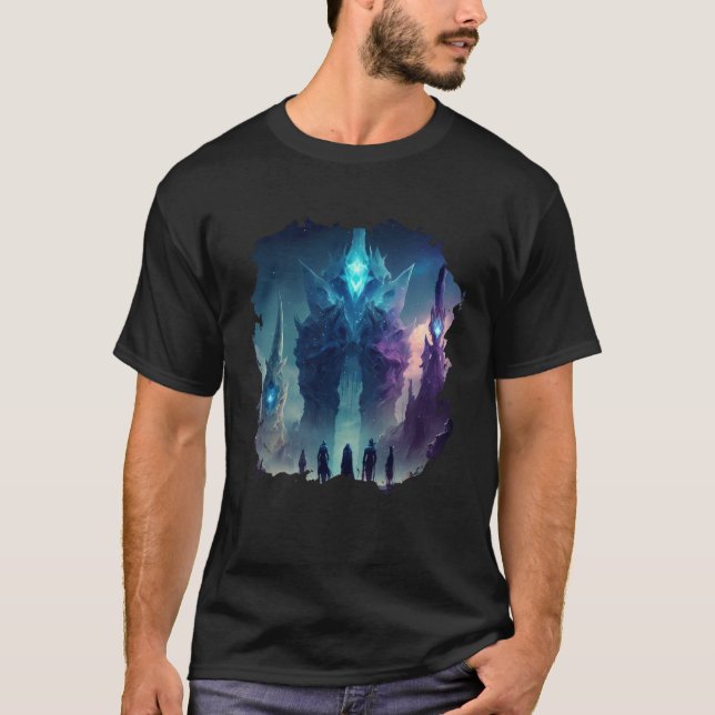 Backprint Mystical alien planet futuristic journey T-Shirt (Vorderseite)