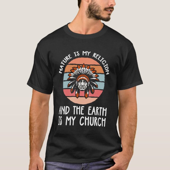 Backprint Natur ist meine Religion und die Erde is T-Shirt (Vorderseite)