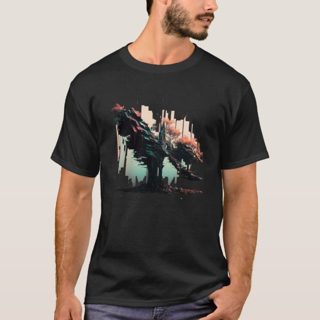 Backprint Streetwear Drachenbaum T-Shirt (Vorderseite)