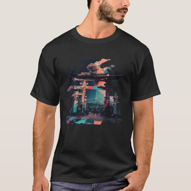 Backprint Streetwear Dragon Goth Japan Outfit Glit T-Shirt (Vorderseite)