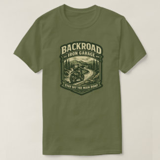 Backroad Iron Garage T-Shirt Scrambler Motorcycle