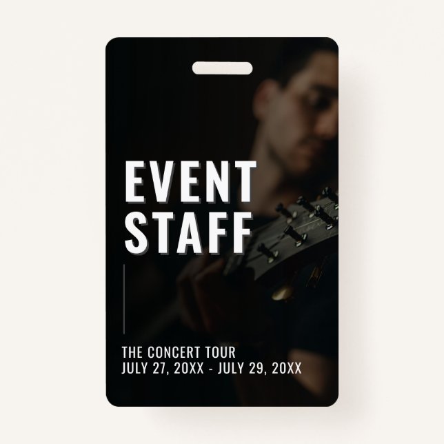 Backstage-Pass für Veranstaltungspersonal mit Foto Ausweis (Vorderseite)