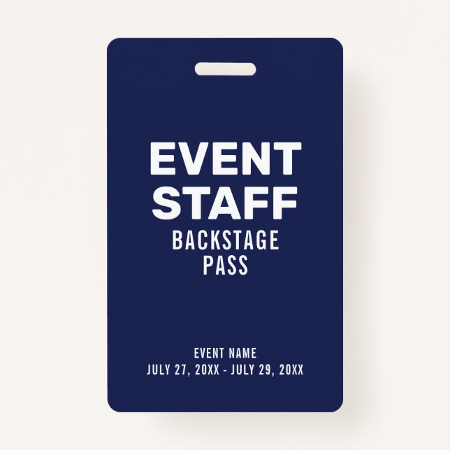 Backstage-Pass Navy Blue-ID-Abzeichen für Veransta Ausweis (Vorderseite)