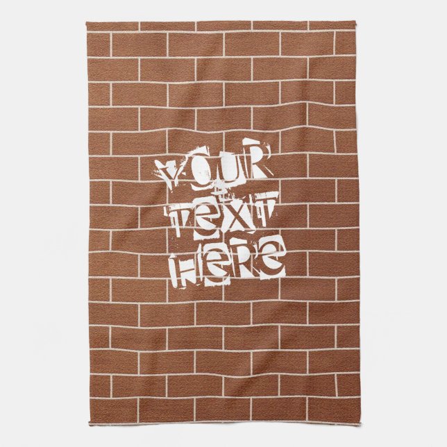 Backsteinwand Küchentuch mit individuellem Text (Vertikal)