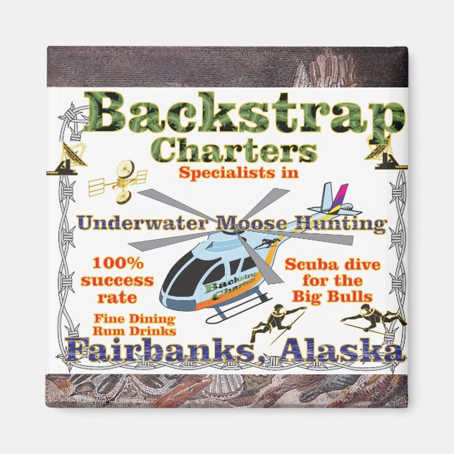 Backstrap Charts Unterwasser Elche Jagd Alaska Magnet (Vorne)