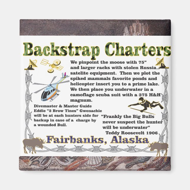 Backstrap Charts Unterwasser Elche Jagd Magnet (Vorne)