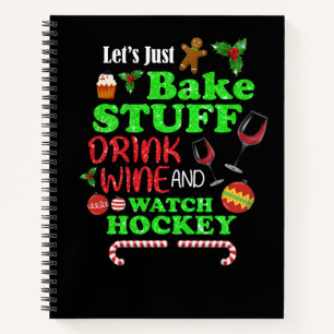 Backstuff trinken Wein und Hockeygeschenk ansehen Notizbuch