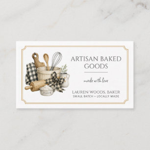 Backutensilien Artisan Bäcker Bäckerei Gingham Visitenkarte