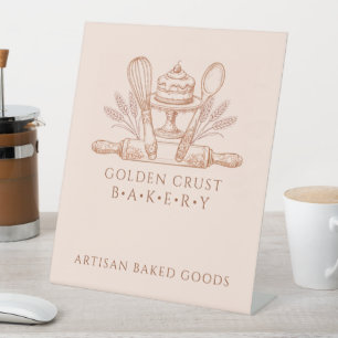 Backutensilien Bäckerei Sockelschild