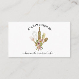 Backutensilien Catering rustikal grüne Blüte Visitenkarte