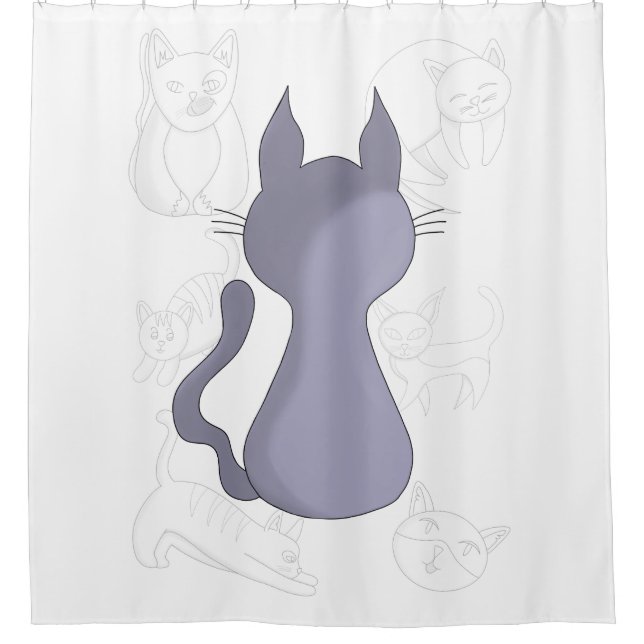 Backward Shy Cat Duvet Cover Duschvorhang (Vorderseite)