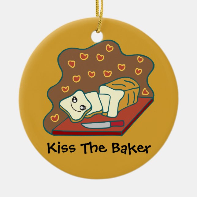 Backwaren Bäckerei Niedlich Kawaii Brot Liebe Keramik Ornament (Vorne)