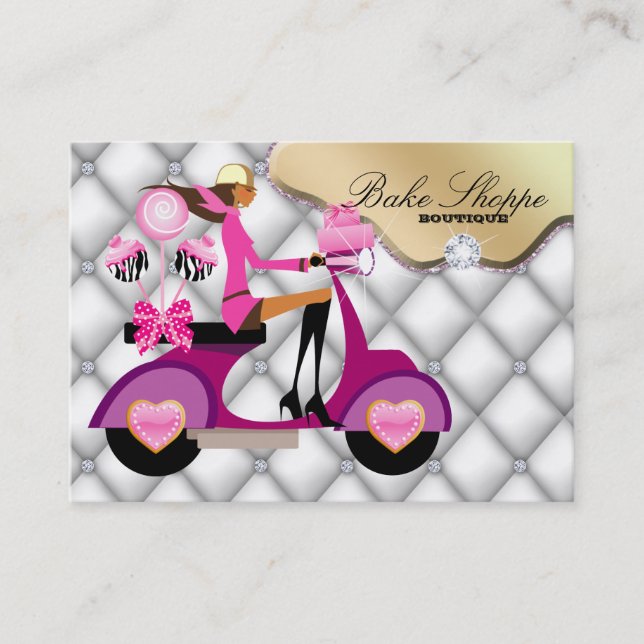 Backwaren Business Card White Diamonds Pop B Visitenkarte (Vorderseite)
